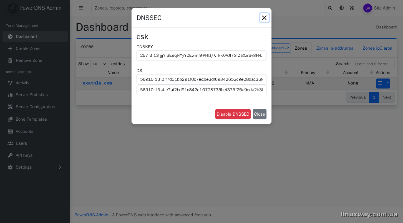 PowerDNS-Admin - DNSSEC